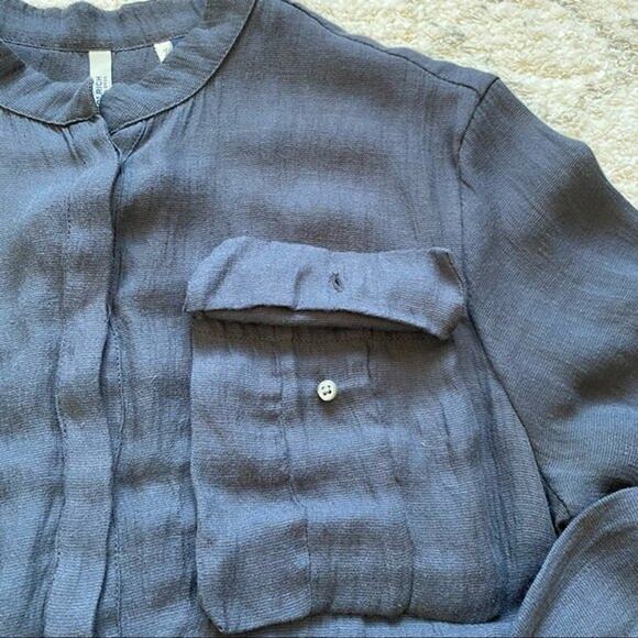 Woolrich Navy Linen Blouse Size M - Picture 4 of 7